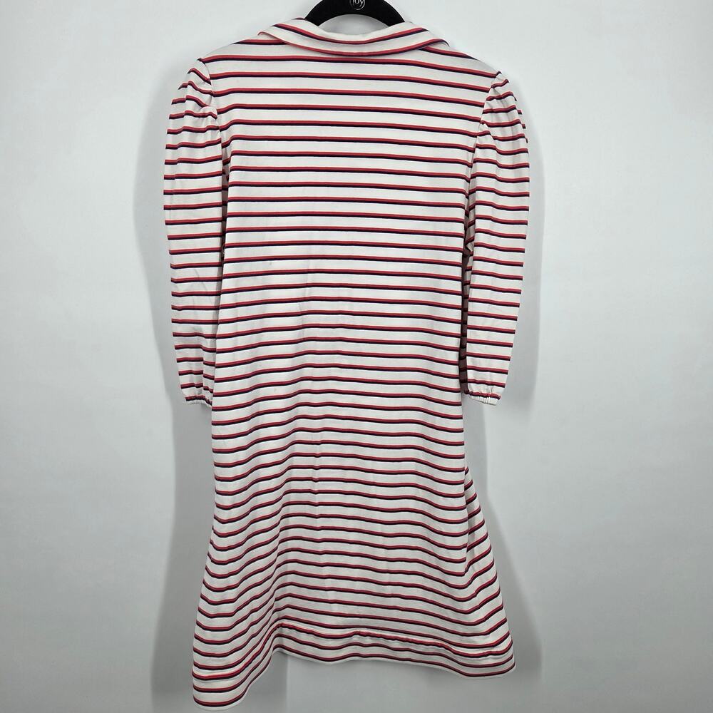 BURU women SZ S Red Blue White Striped Cotton 3/4 Sleeve Career Casual Dress - Picture 6 of 7